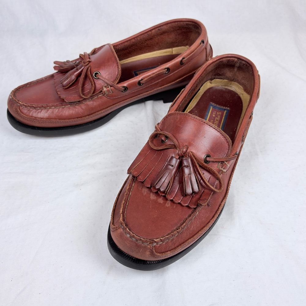 Sperry Top-Sider Men Brown Leather Kiltie Tassel Loafers Boat Shoes 11 M Preppy